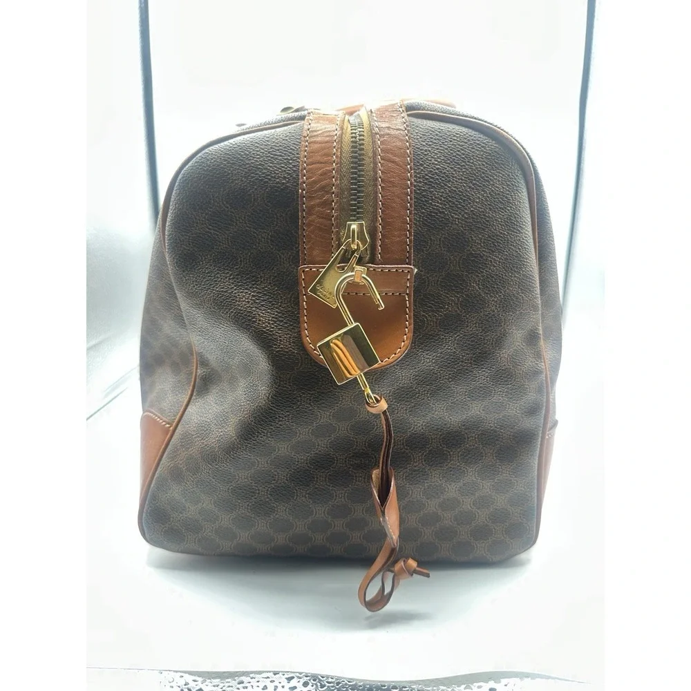 Celine Duffle Bag Macadam Coated Canvas With Key, Lock & Luggage Tag Vintage